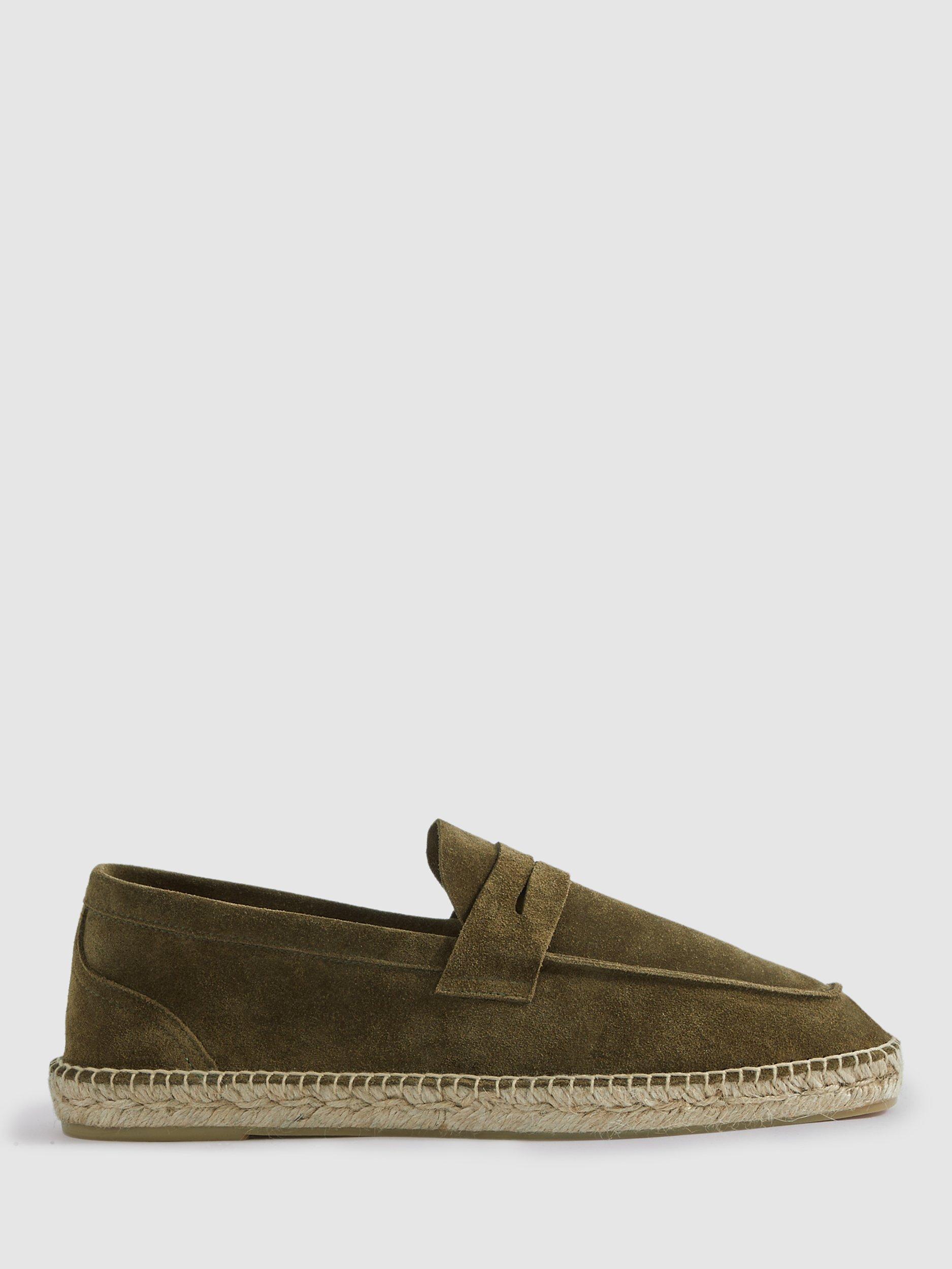Reiss Cannes Suede Espadrille, Olive