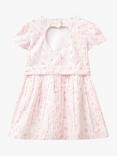 Benetton Kids' Cotton Poplin Daisy Stripe Dress, Pink