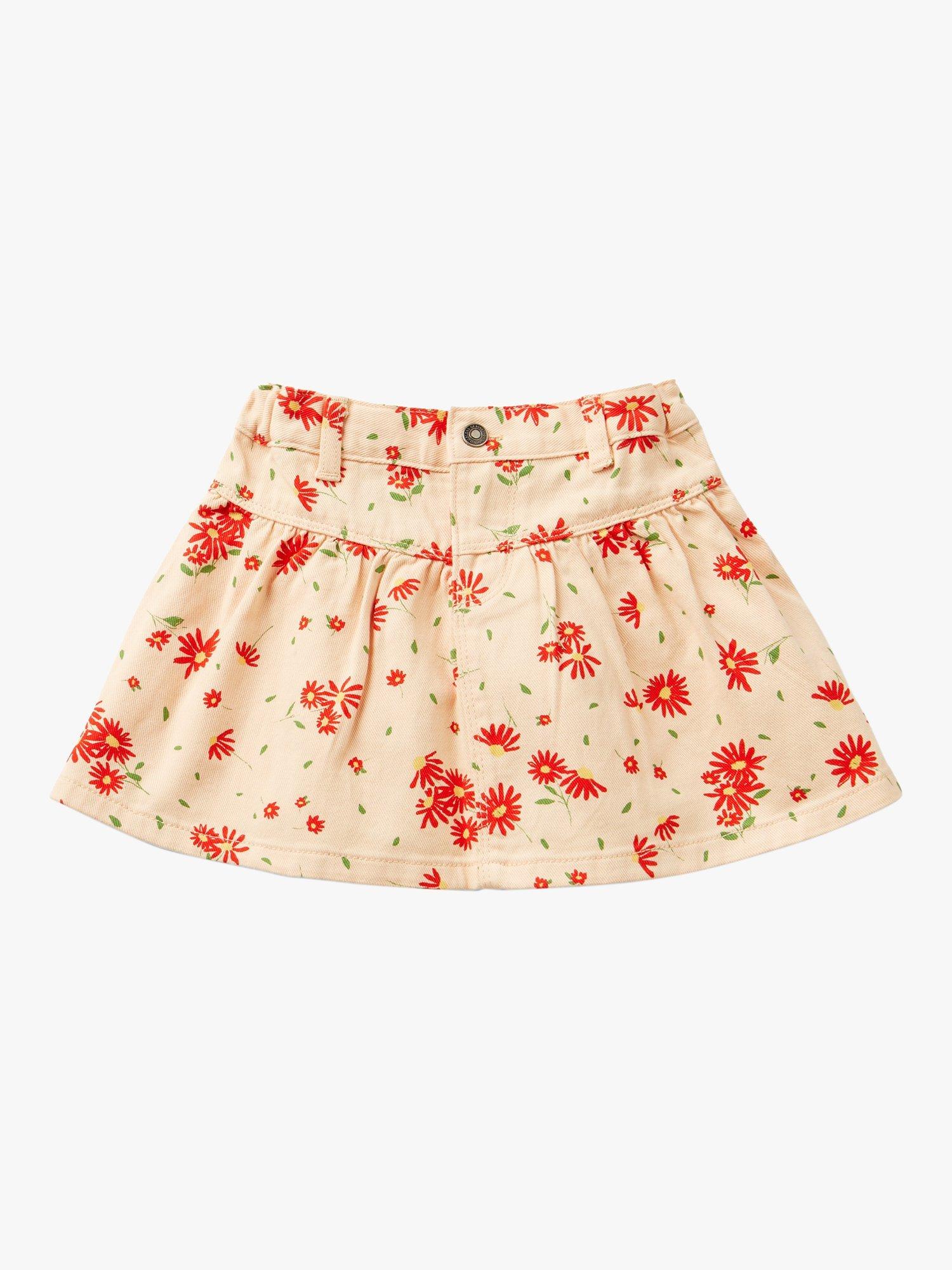 Benetton Kids' Drill Floral Print Mini Skirt, Multi