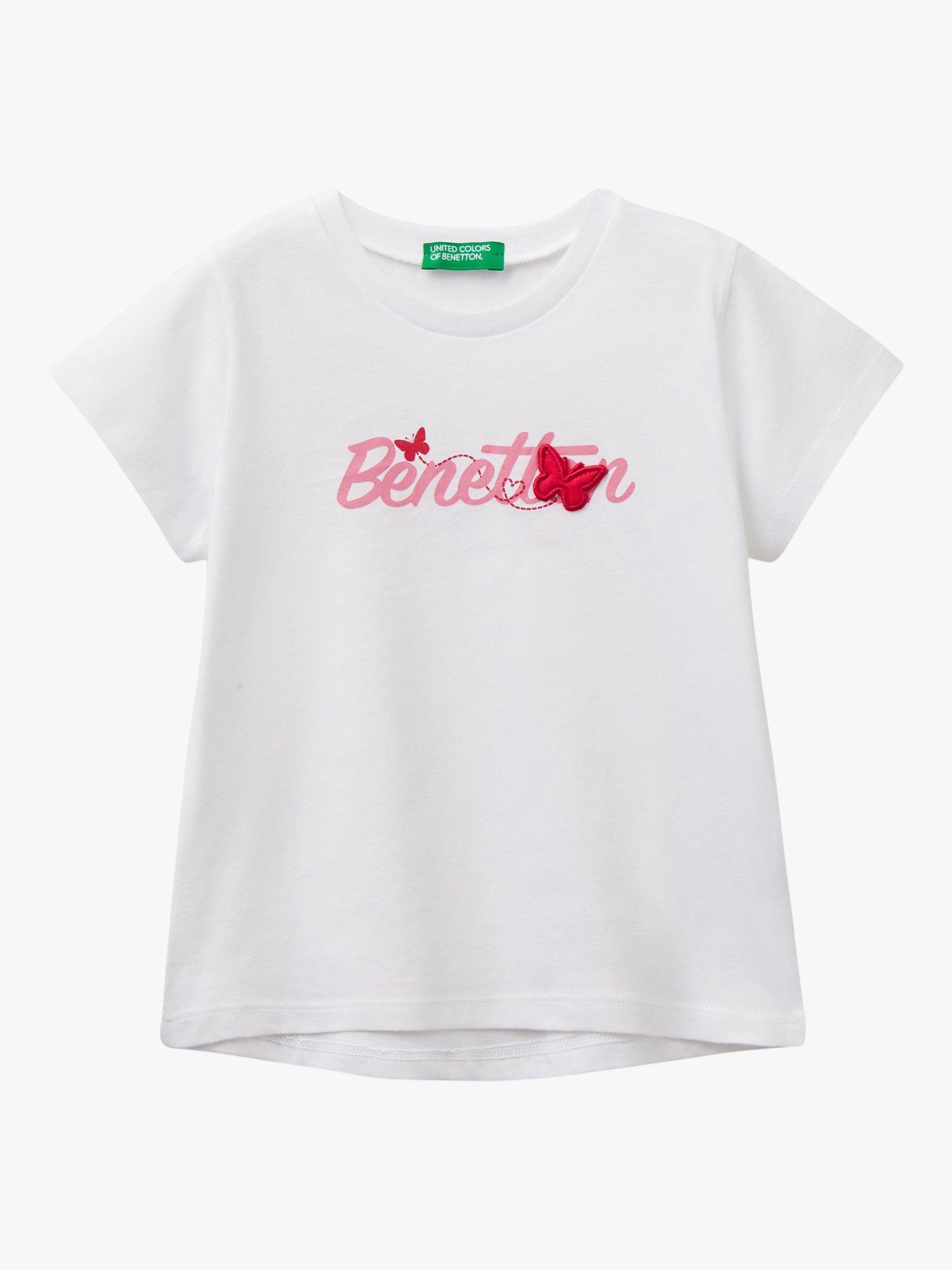 Benetton Kids' Butterfly Logo T-Shirt, Optical White