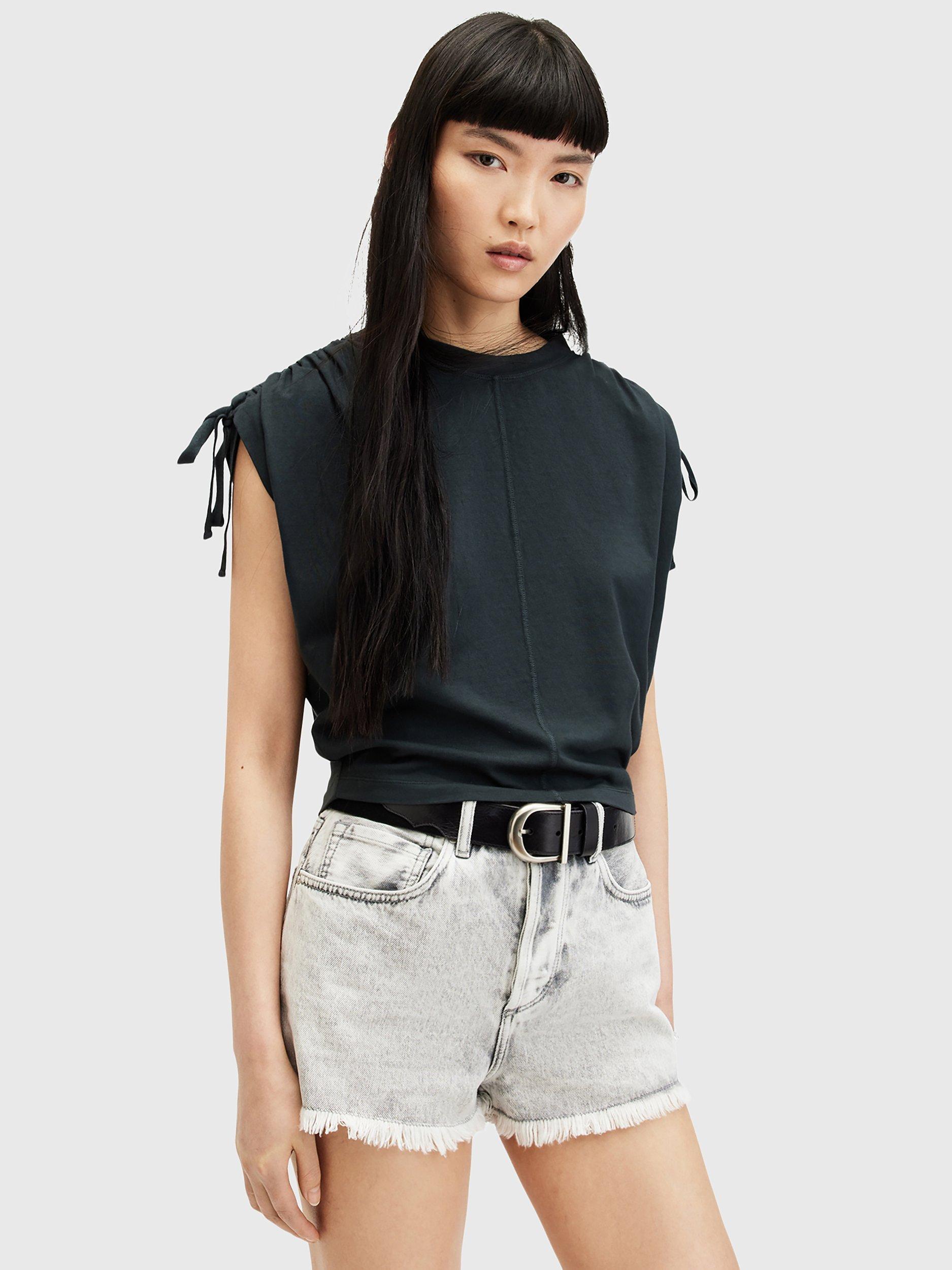 AllSaints Cassie Organic Cotton T-Shirt, Washed Black