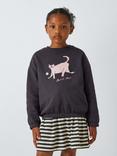 John Lewis ANYDAY Kids' Happy Days Cat Sweatshirt, Charcoal