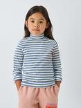 John Lewis ANYDAY Kids' Stripe Funnel Neck Top, Blue