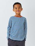 John Lewis ANYDAY Stripe Long Sleeve Top, Blue/Gardenia