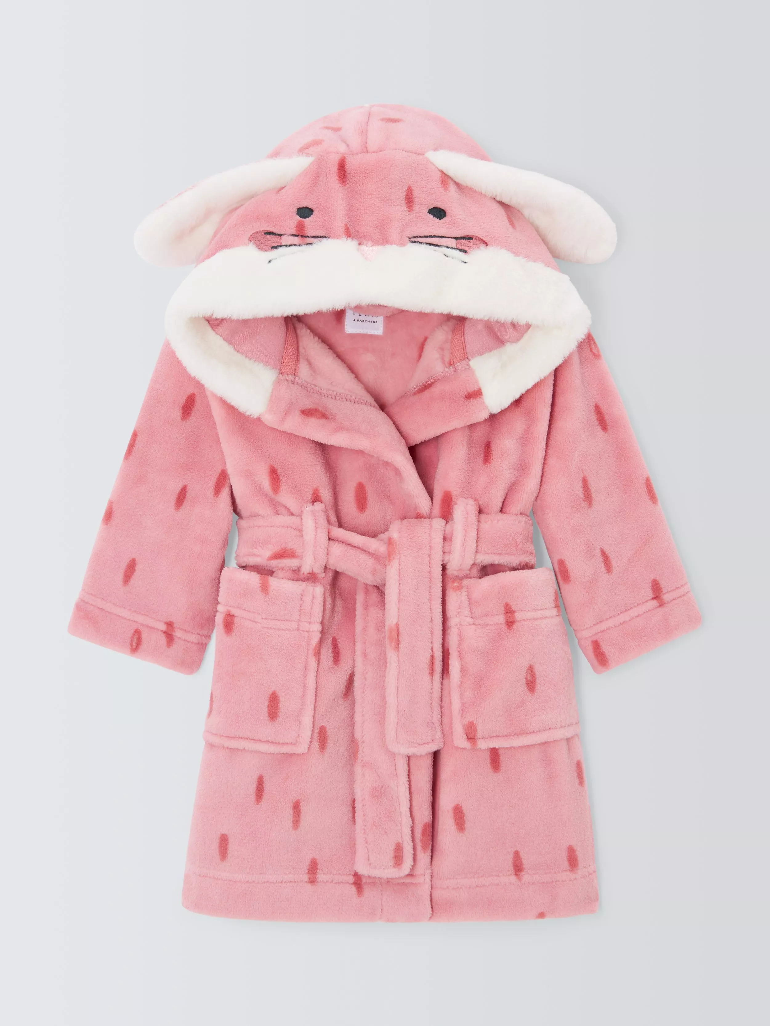 John Lewis Baby Bunny Spot Dressing Robe Pink