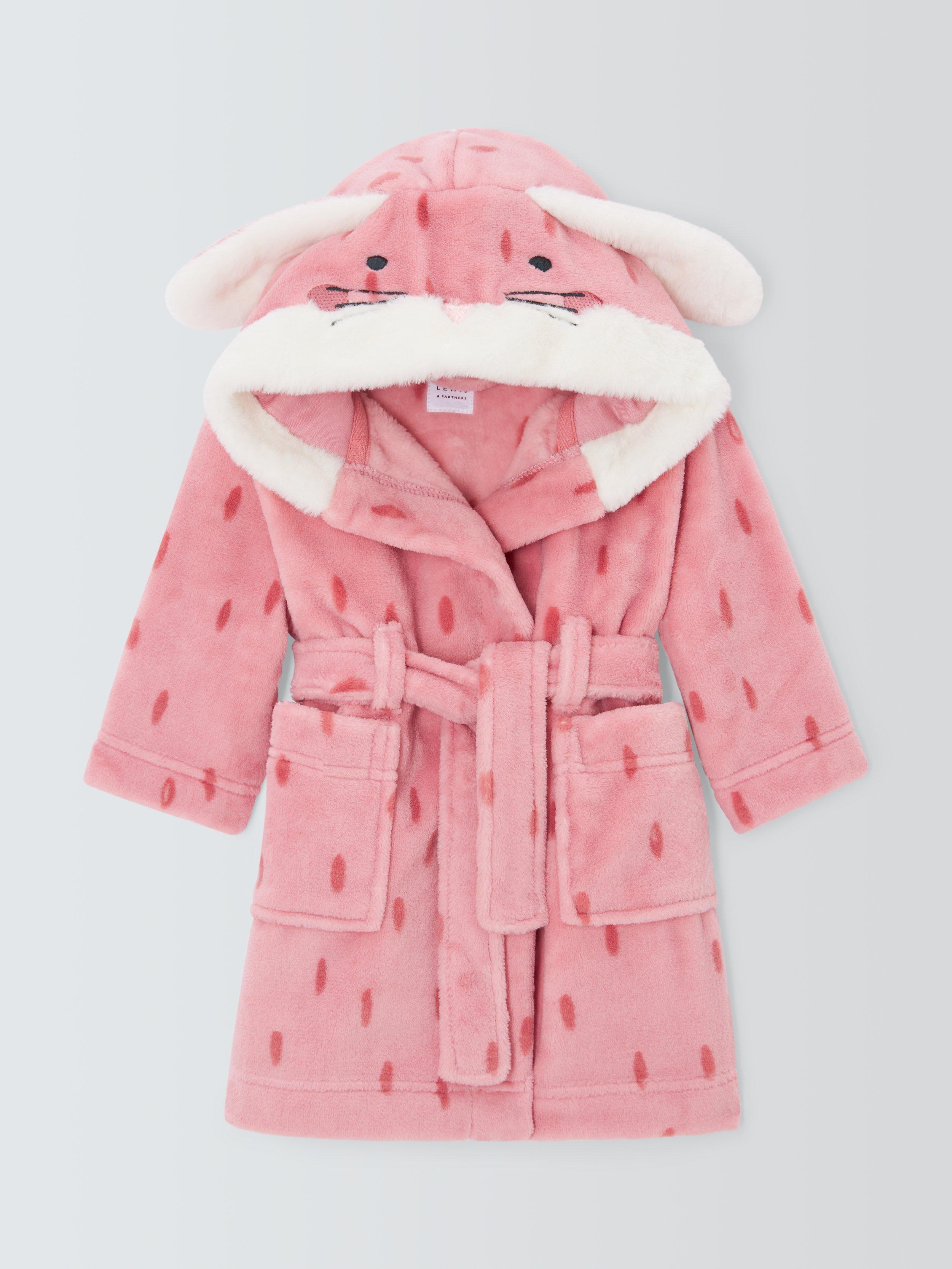 John Lewis Baby Bunny Spot Dressing Robe, Pink, 2-3 years