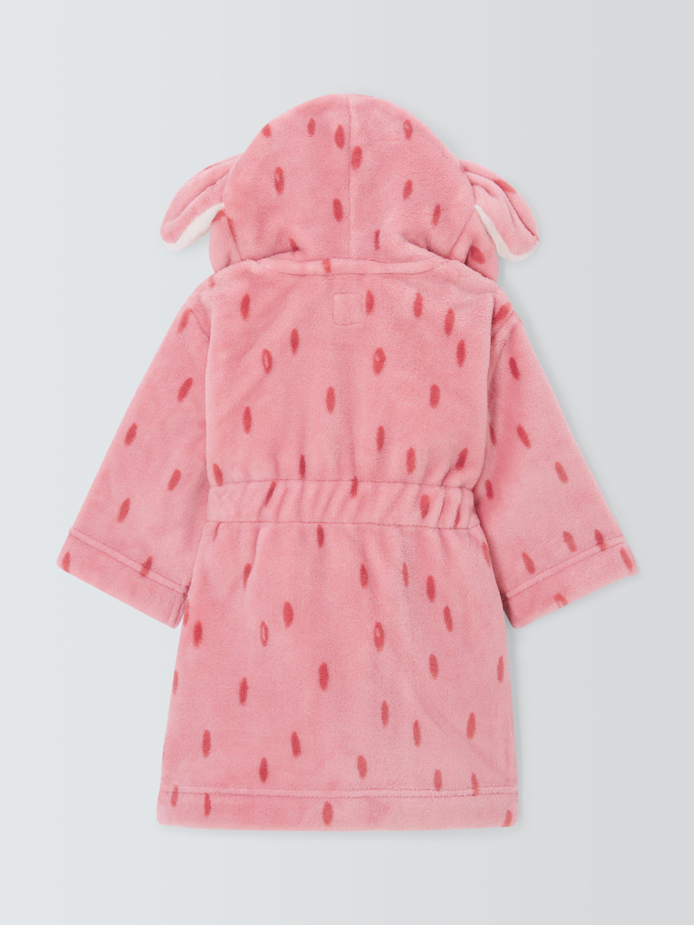 John Lewis Baby Bunny Spot Dressing Robe, Pink, 2-3 years