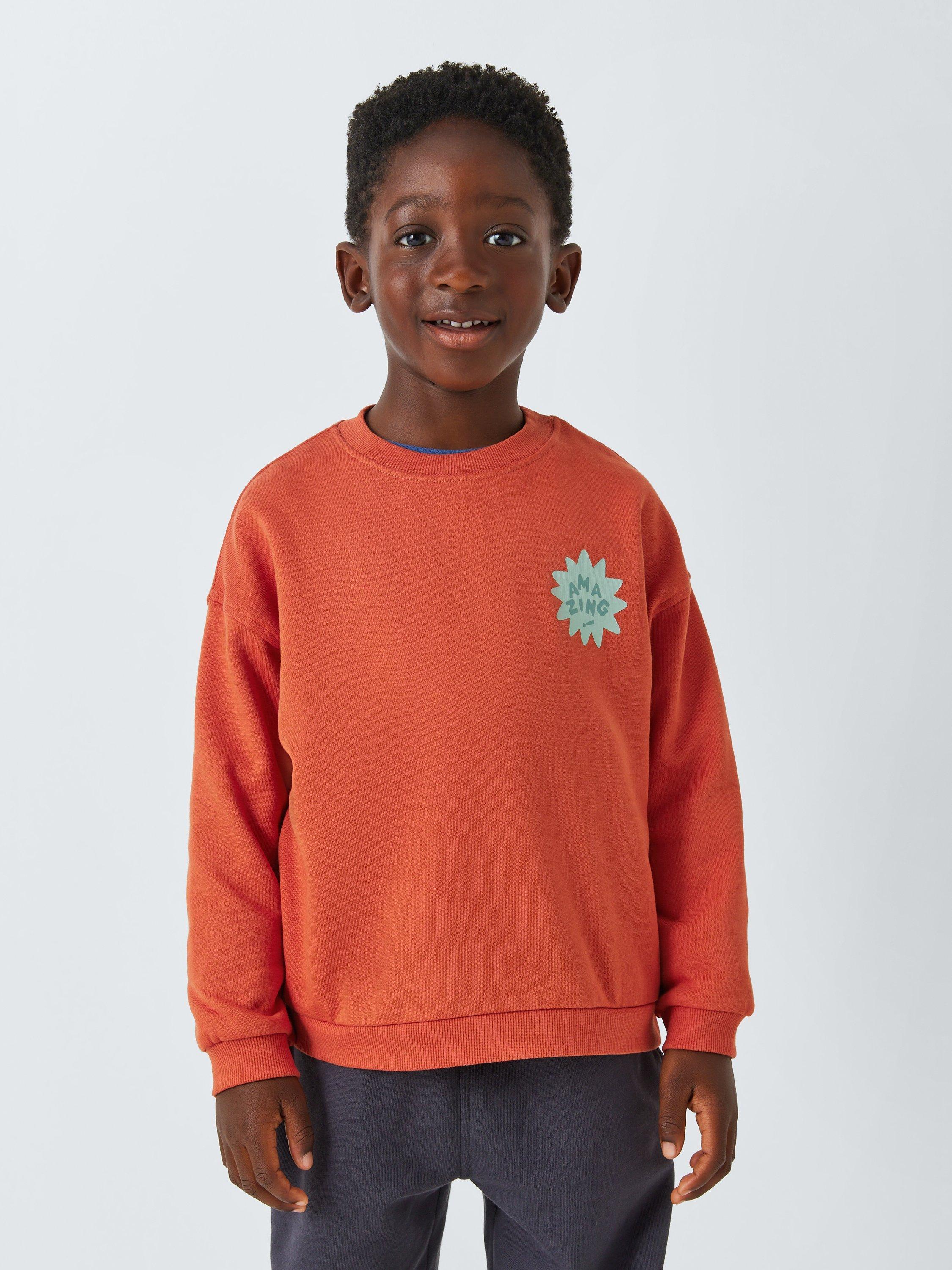 John Lewis ANYDAY Kids' Amazing Badge Jersey Top, Orange