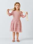 John Lewis Kids' Ribbed Tulle Dress, Dusky Pink