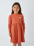 John Lewis ANYDAY Kids' Dog Ribbed Jersey Dress, Orange