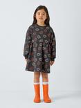 John Lewis ANYDAY Kids' Flower Jersey Dress, Charcoal