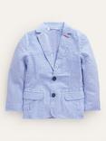 Mini Boden Kids' Seersucker Cotton Blazer, Blue/Ivory