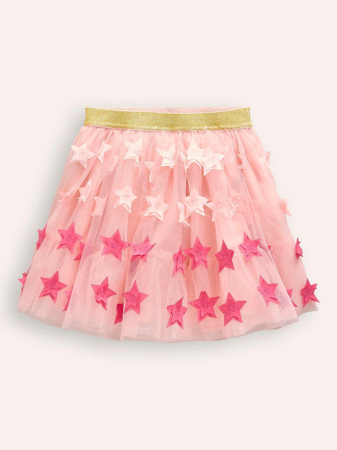 Product image 1 of 3, which shows Mini Boden Kids' Tulle Star Mini Skirt, Pink Stars, 11-12 years