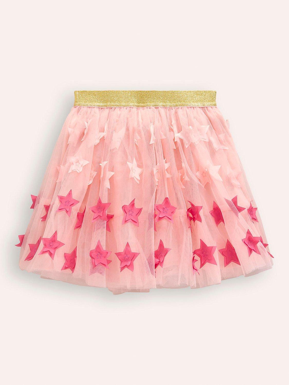 Product image 2 of 3, which shows Mini Boden Kids' Tulle Star Mini Skirt, Pink Stars, 11-12 years