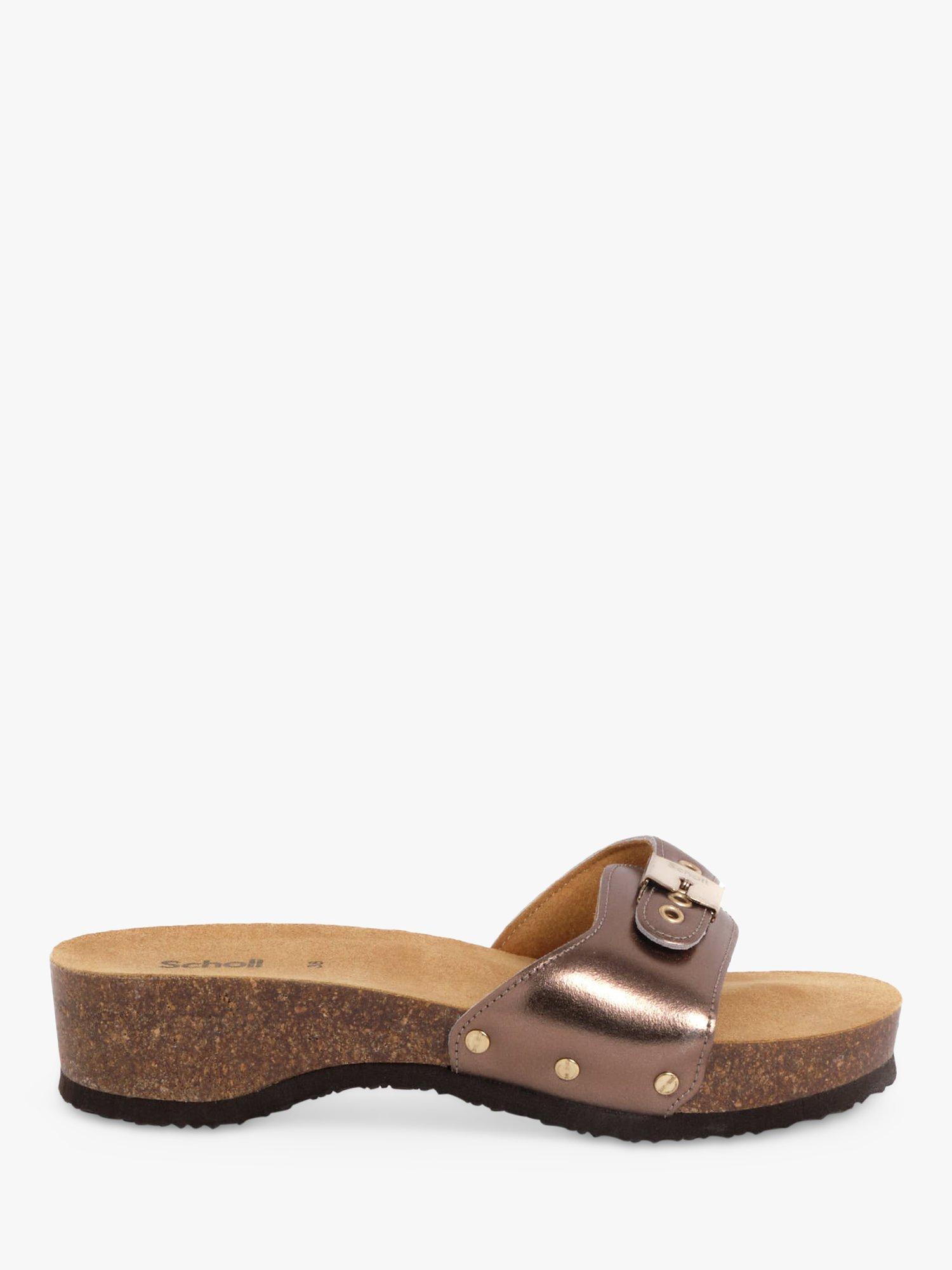 Product image 1 of 4, which shows Scholl Pescura Cork Heel Sandals, Bronze, EU36