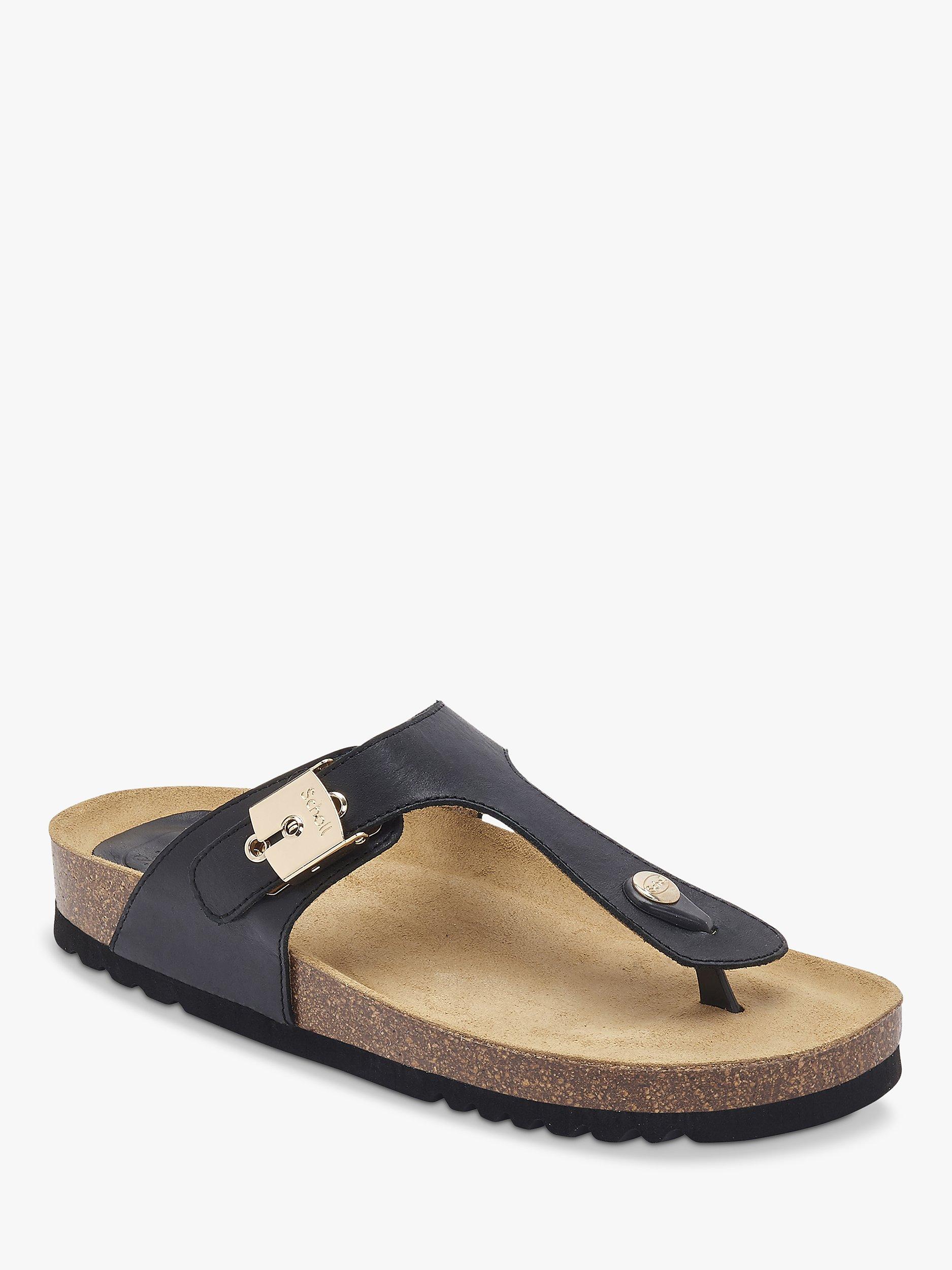 Scholl Maya Leather Footbed Sandals, Black, EU36
