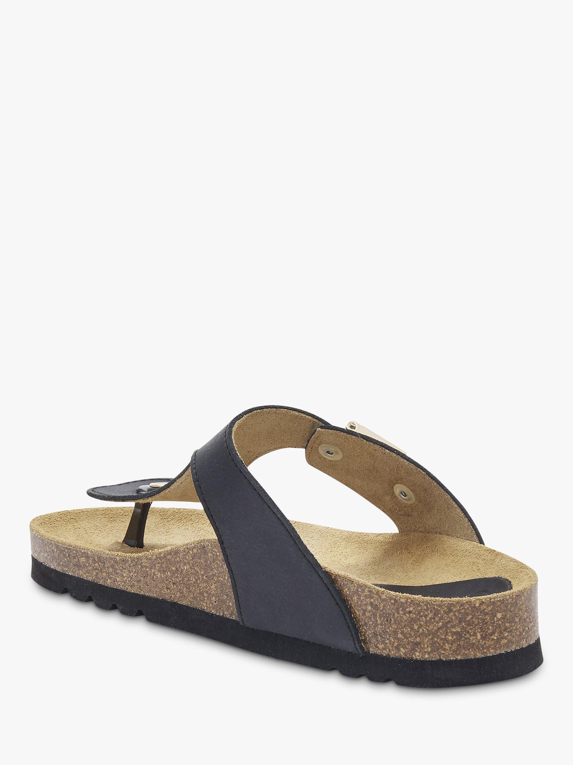 Scholl Maya Leather Footbed Sandals, Black, EU36