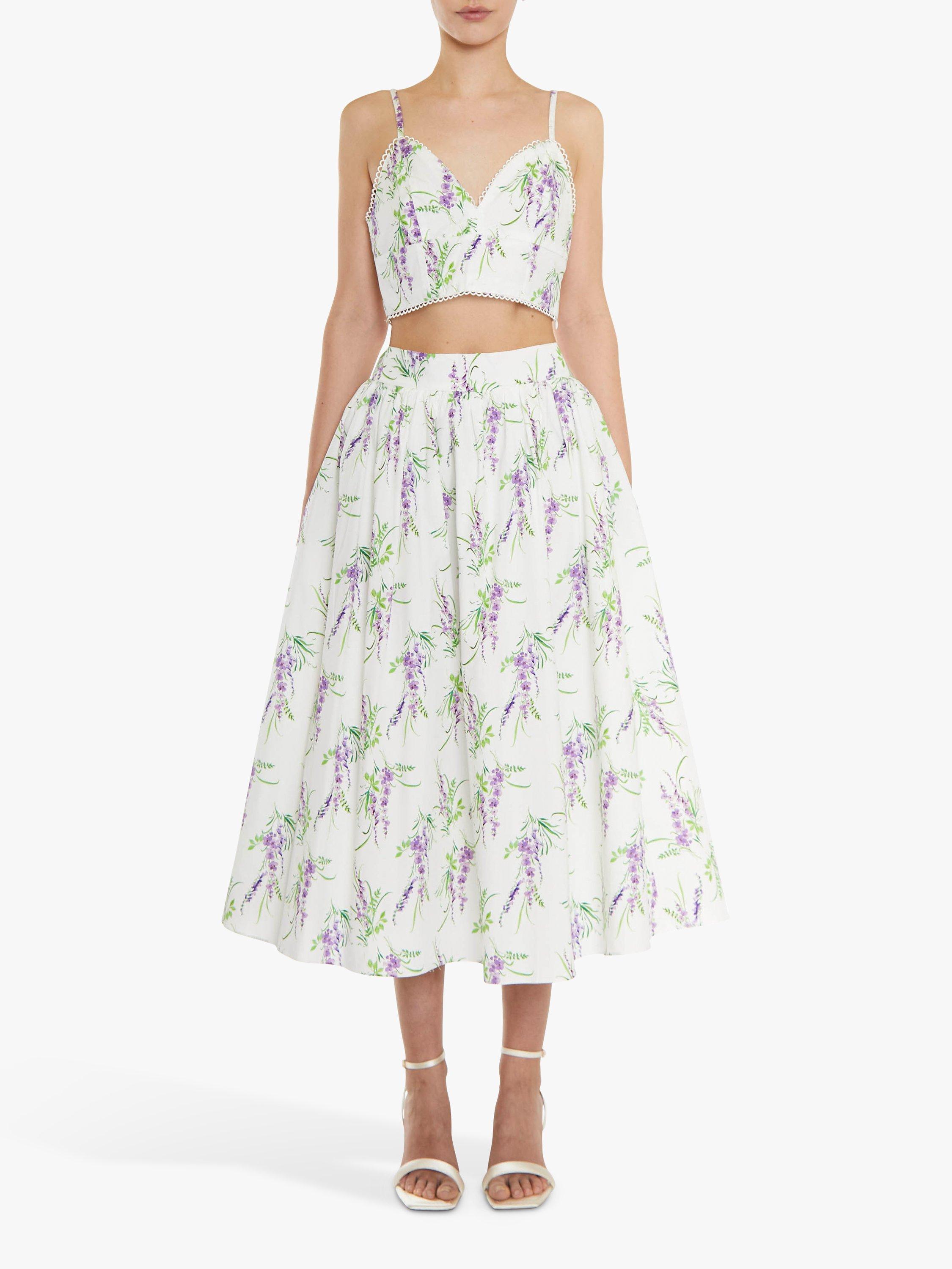 True Decadence Madisyn Floral Print Midi Skirt, Lilac Bouquet Floral