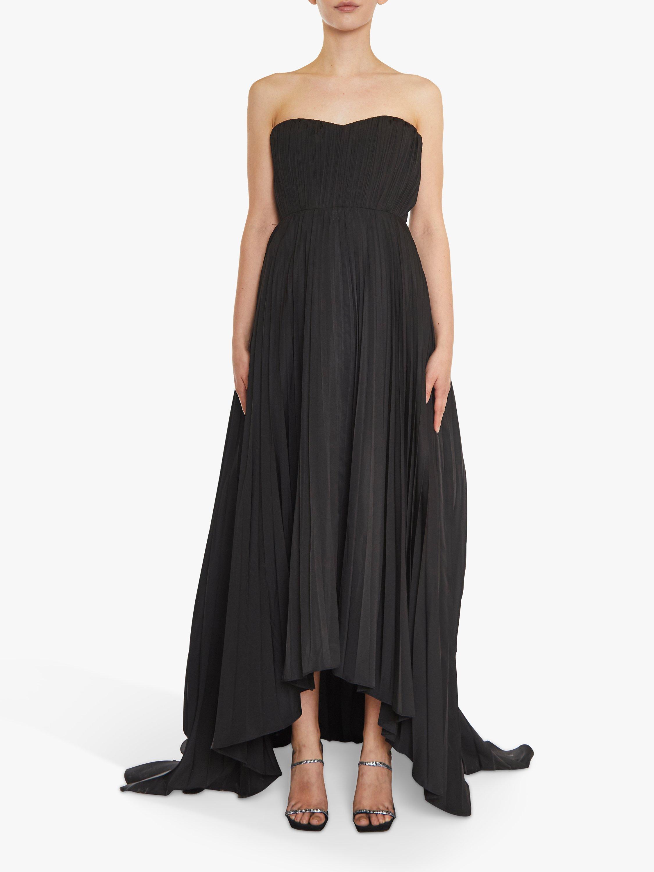 True Decadence Reign Pleated Hi-Low Bandeau Dress, Black