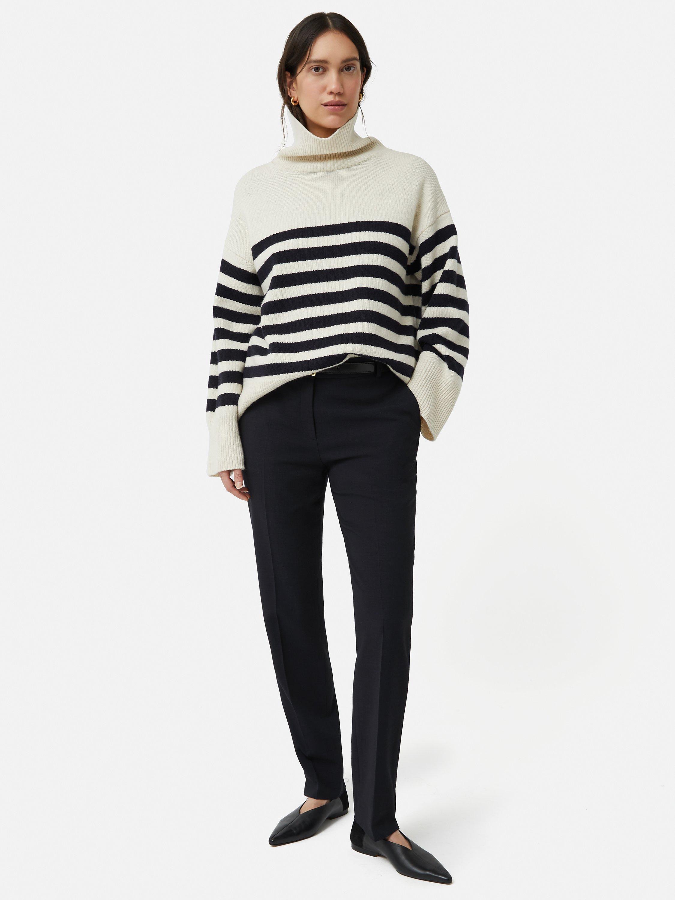 Product image 4 of 6, which shows Jigsaw Crosshatch Palmer Tailored Trousers, Navy, 18