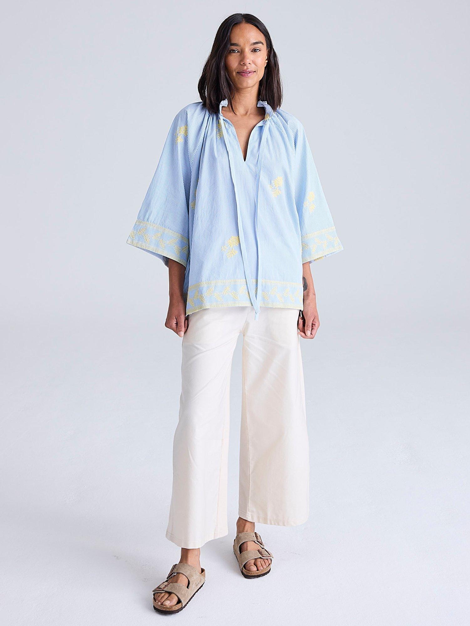 Cape Cove Parsley Embroidered Top, Denim
