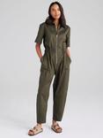 Cape Cove Organic Cotton Utility Jumpsuit, Khaki