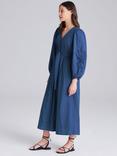 Cape Cove Embroidered Sleeve Denim Dress, Blue