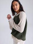 Cape Cove Dawn Merino Wool Fishermans Jumper, Khaki/Natural