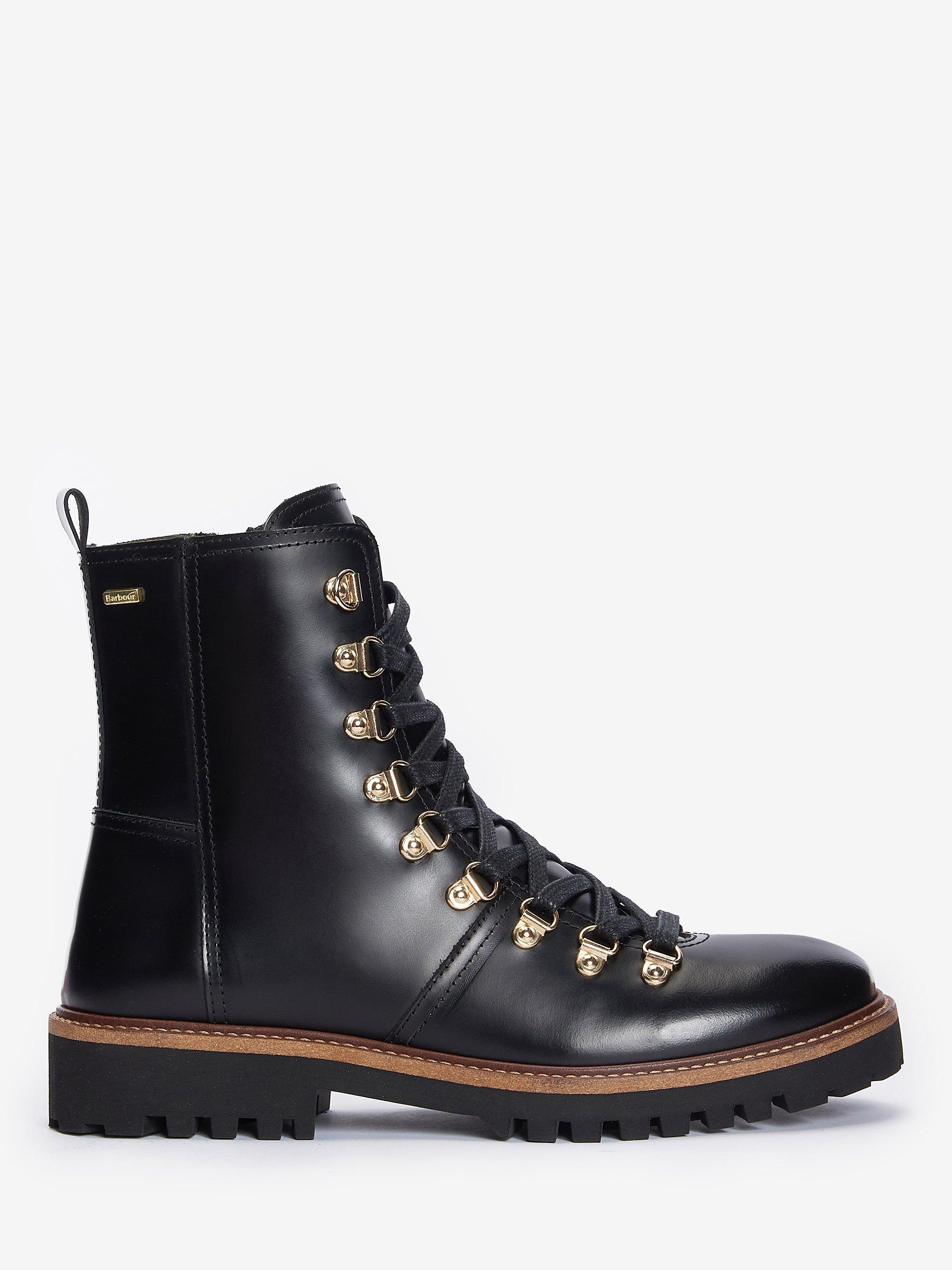 Black leather hiker boots best sale