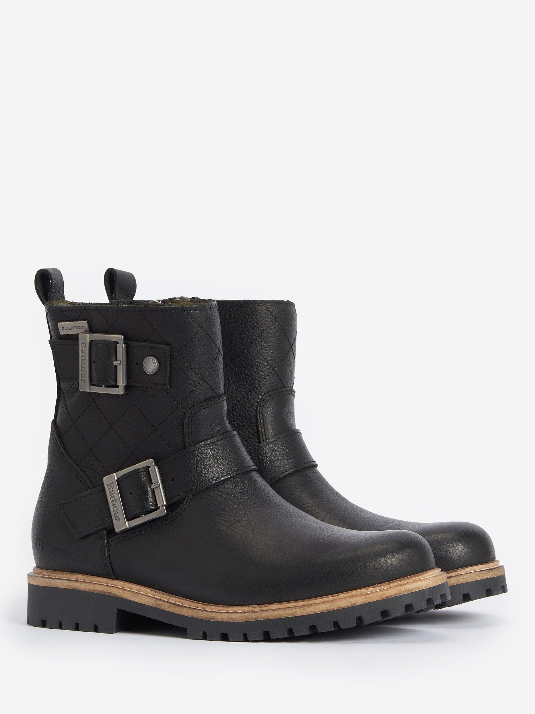 Barbour Bramble Leather Biker Boots Black