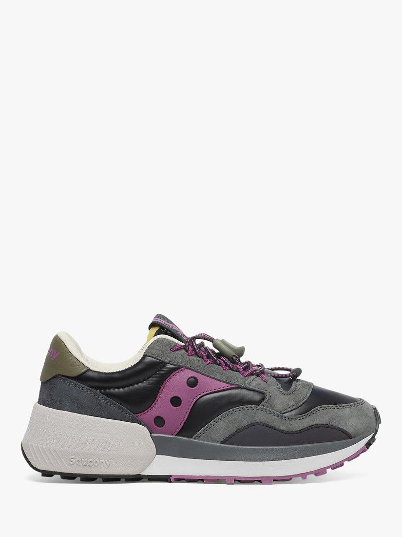 Product image 1 of 6, which shows Saucony Jazz NXT Trainers, Black/Purple, 4
