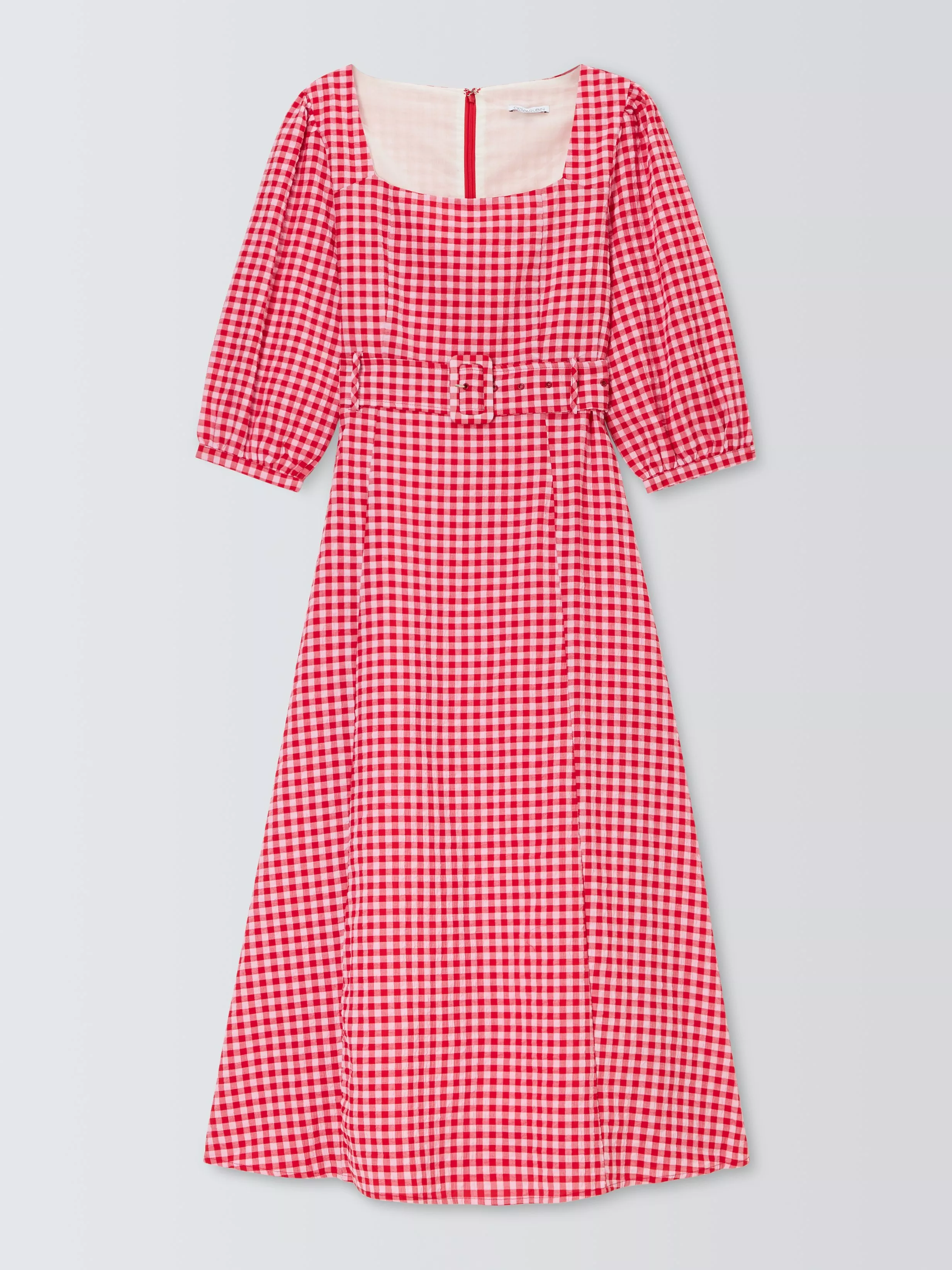 Red gingham midi dress hotsell