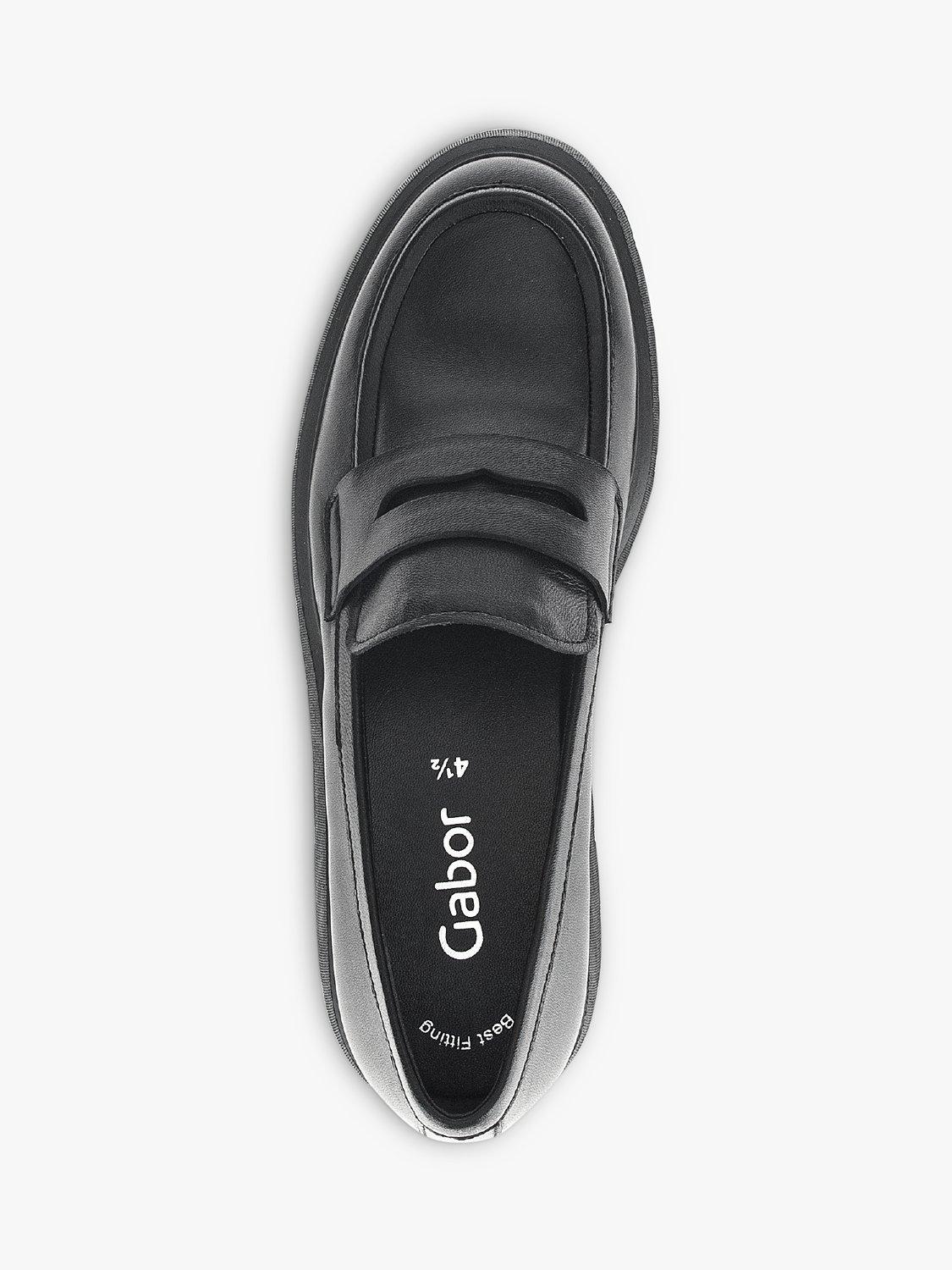 Product image 2 of 4, which shows Gabor Tikka Leather Wedge Loafers, Black, 4.5