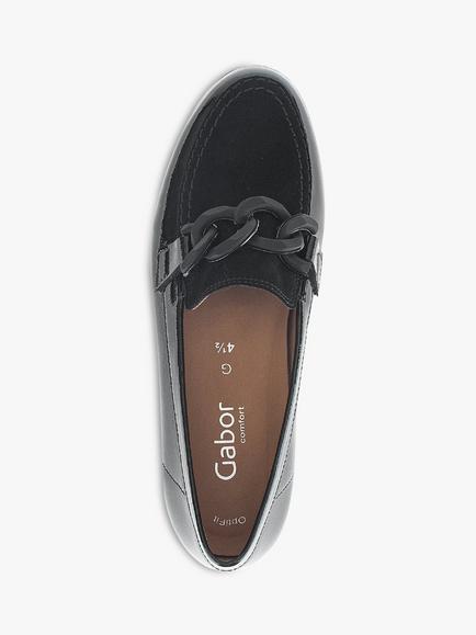 Gabor Bea Wide Fit Patent Leather Wedge Loafers, Black - view 2, Black
