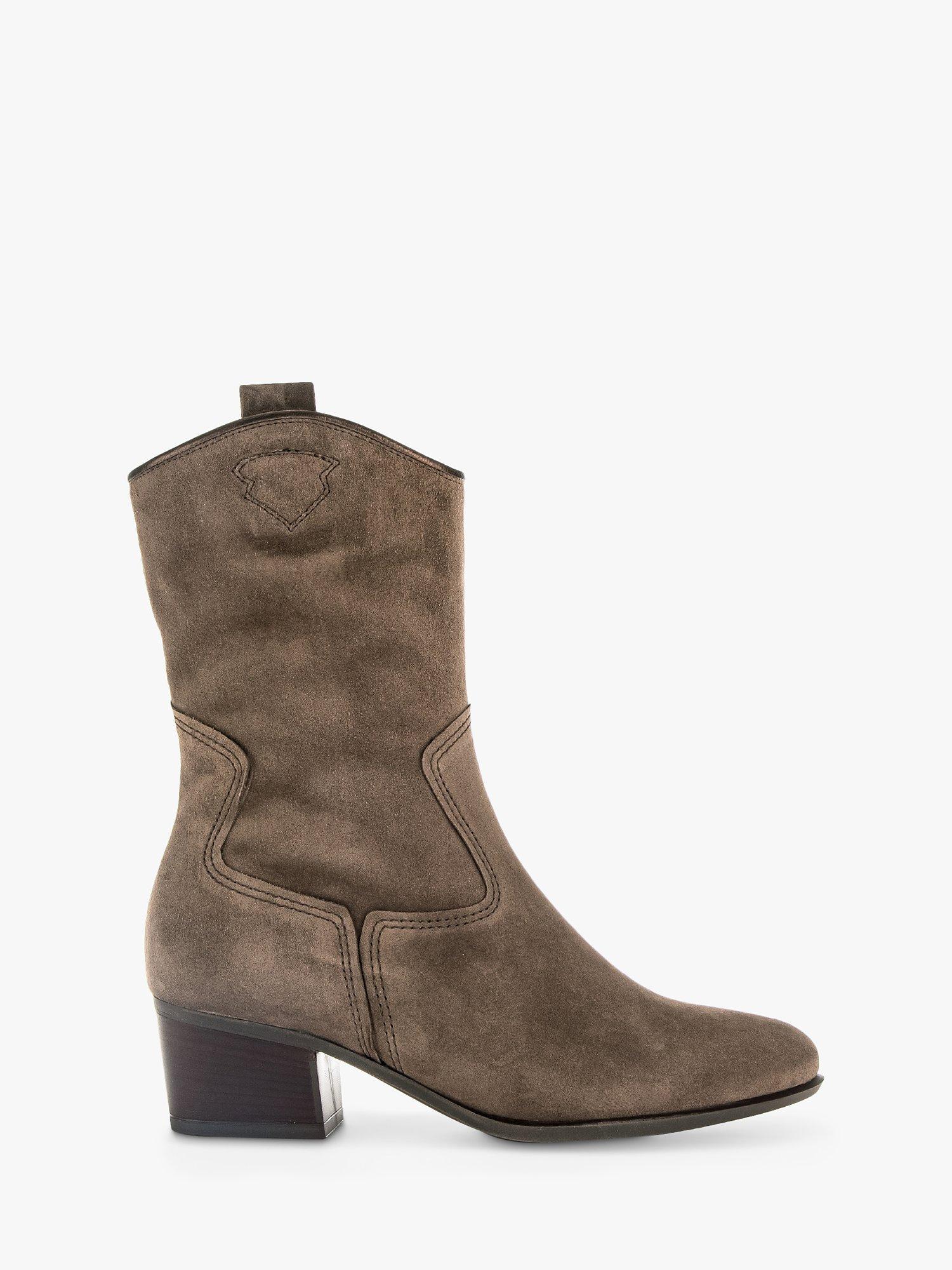 Gabor Kirsten Suede Western Boots Natural