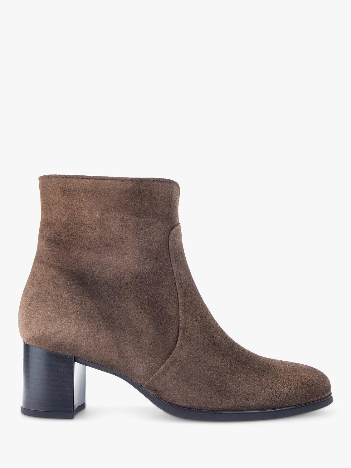 Gabor Breath Suede Heeled Ankle Boots Brown