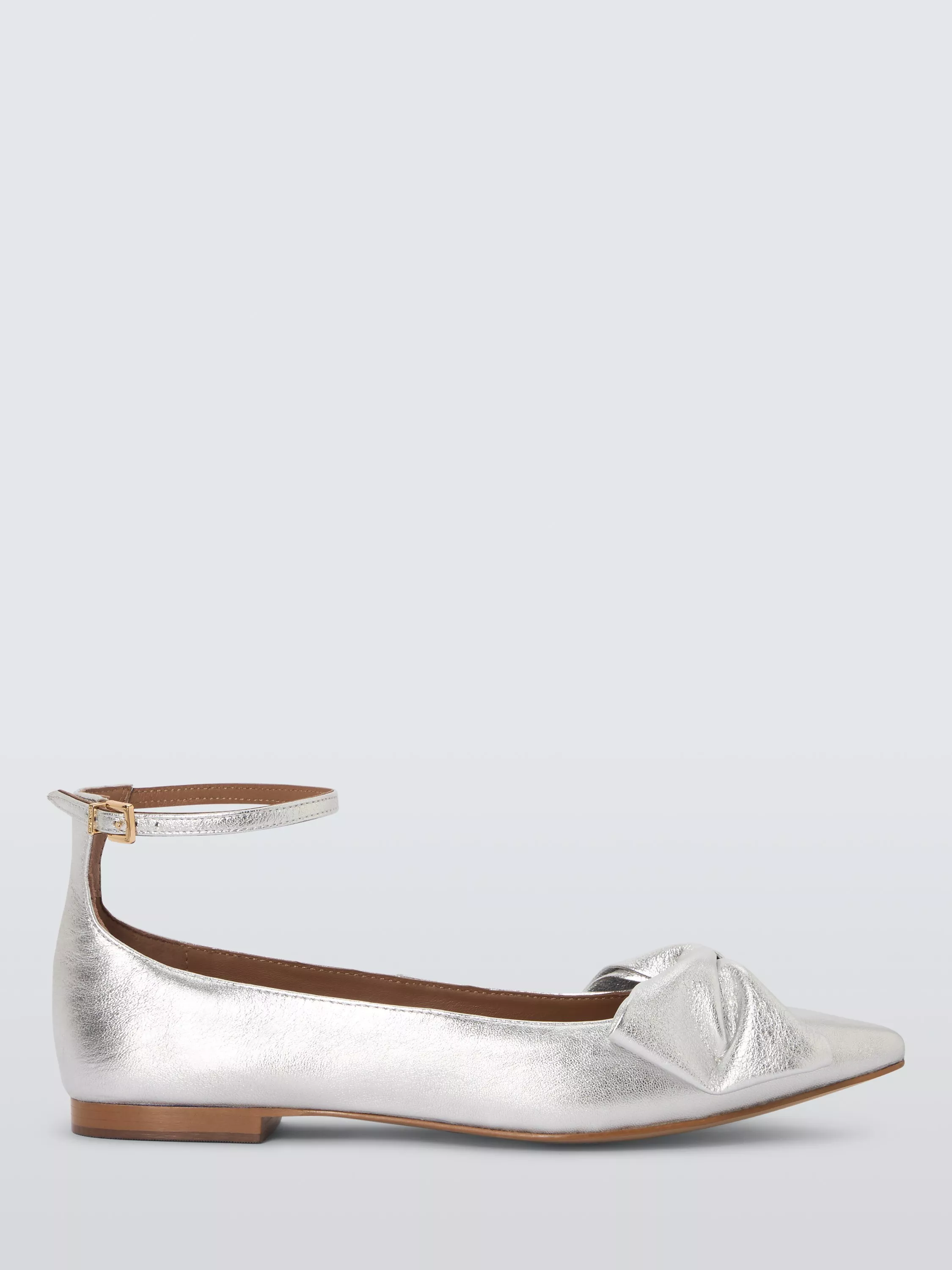 John Lewis Hibicus Feature Bow Smart Ballerina Pumps Silver