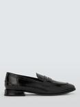 John Lewis ANYDAY Gaia Leather Minimal Penny Loafers, Black