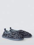 John Lewis Leopard Print Padded Cropped Mule Slippers, Blue Leopard