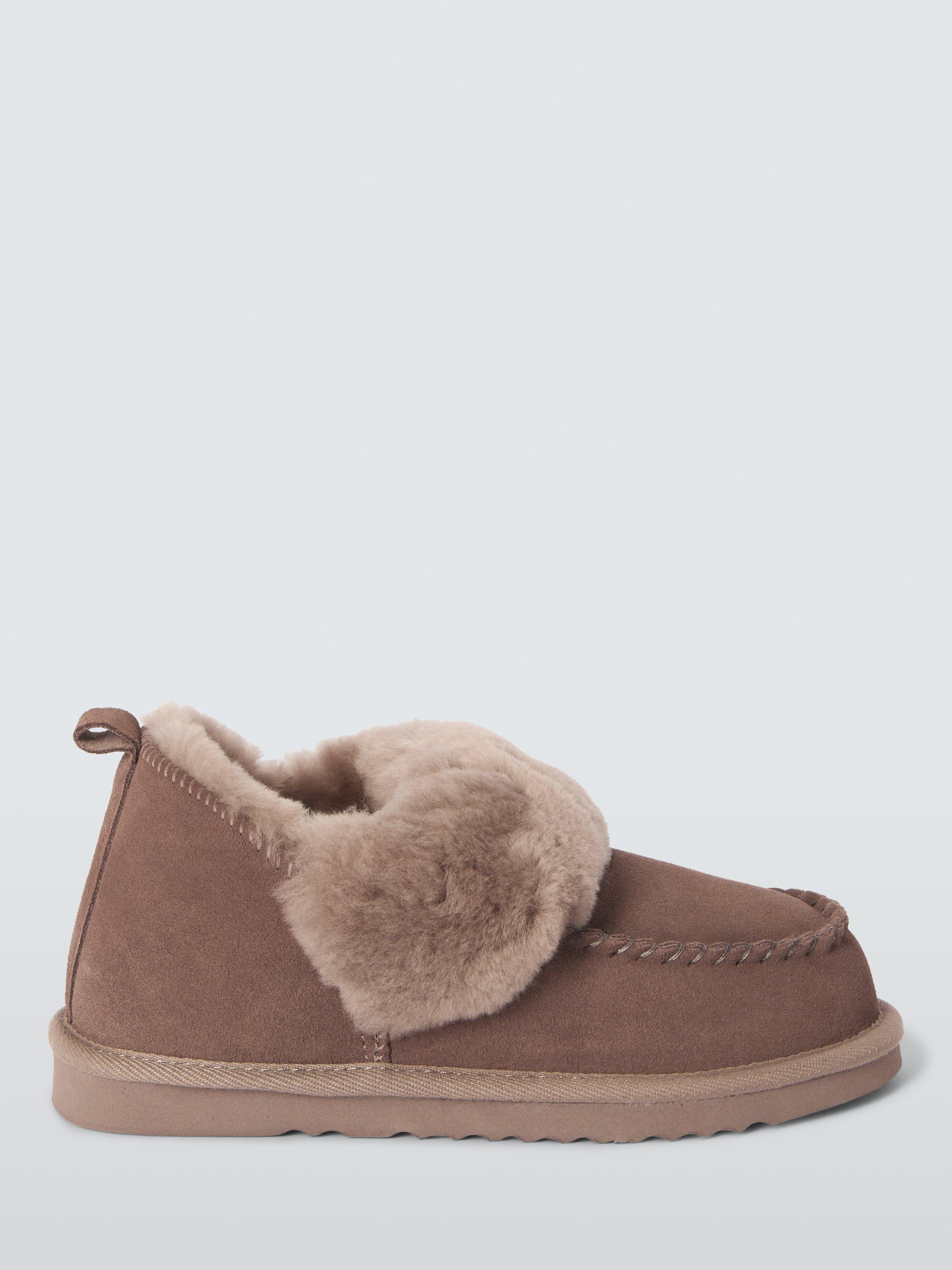 John Lewis Sheepskin Moccassin Slipper Boots Taupe