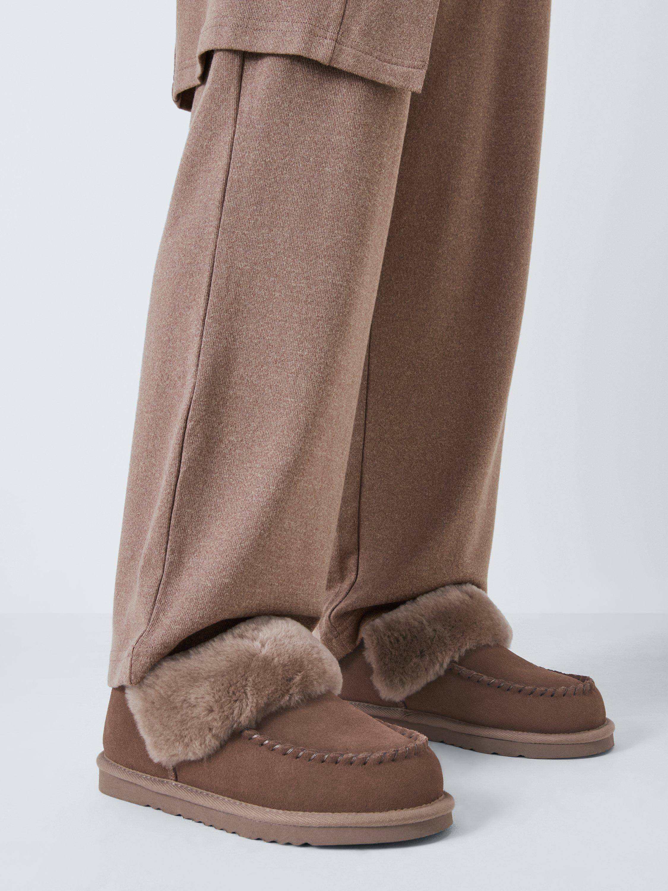 John Lewis Sheepskin Moccassin Slipper Boots Taupe