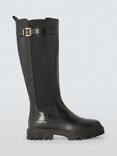 John Lewis Tracks Leather Cleated Track Sole Buckle Knee High Boots, Black