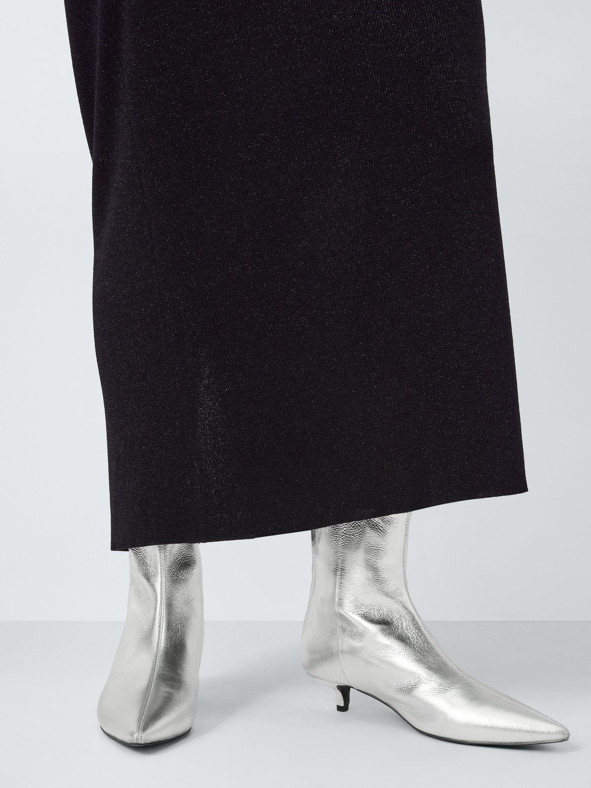 Product image 2 of 6, which shows John Lewis ANYDAY Ocean Leather Kitten Heel Formal Ankle Boots, Silver Leather, 3