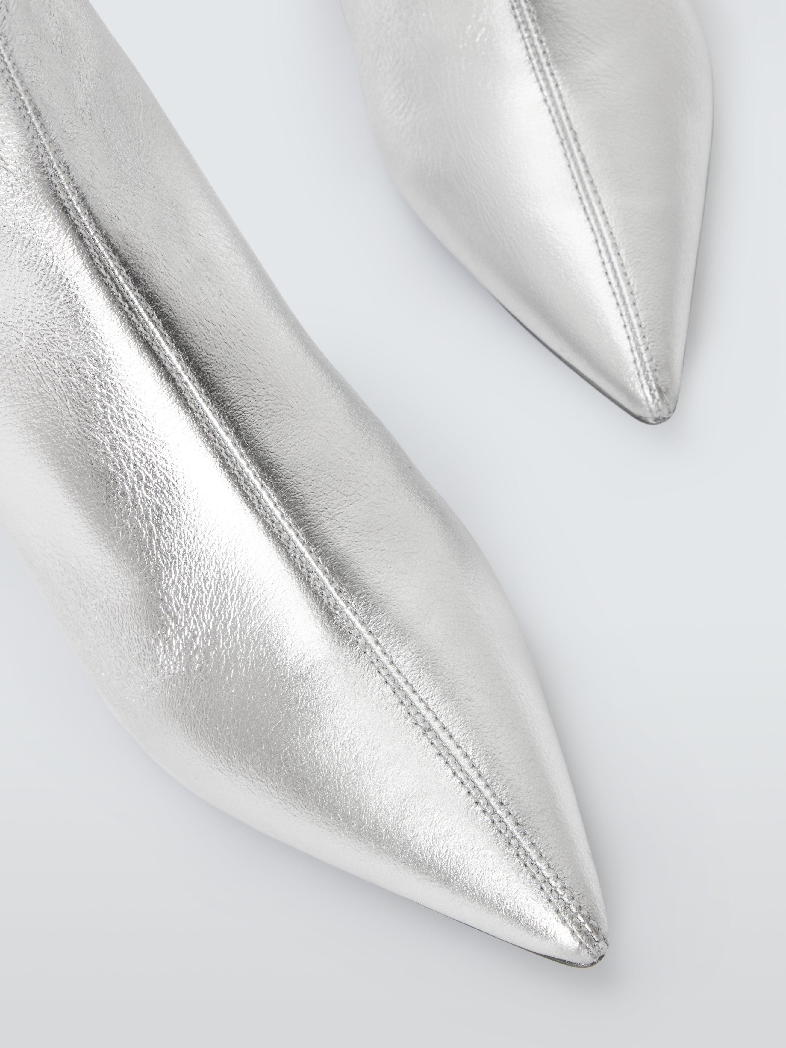 Product image 5 of 6, which shows John Lewis ANYDAY Ocean Leather Kitten Heel Formal Ankle Boots, Silver Leather, 3