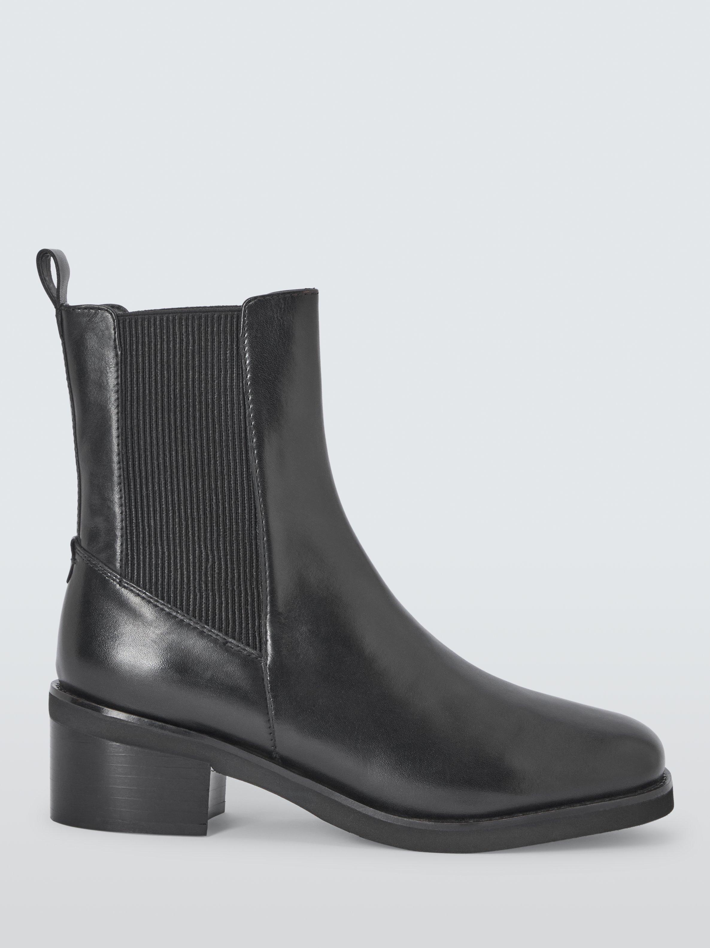 John Lewis ANYDAY Palmer Leather Square Toe Chelsea Boots Black