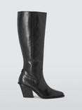 John Lewis ANYDAY Texas Leather Easy Stretch Western Knee High Boots, Black