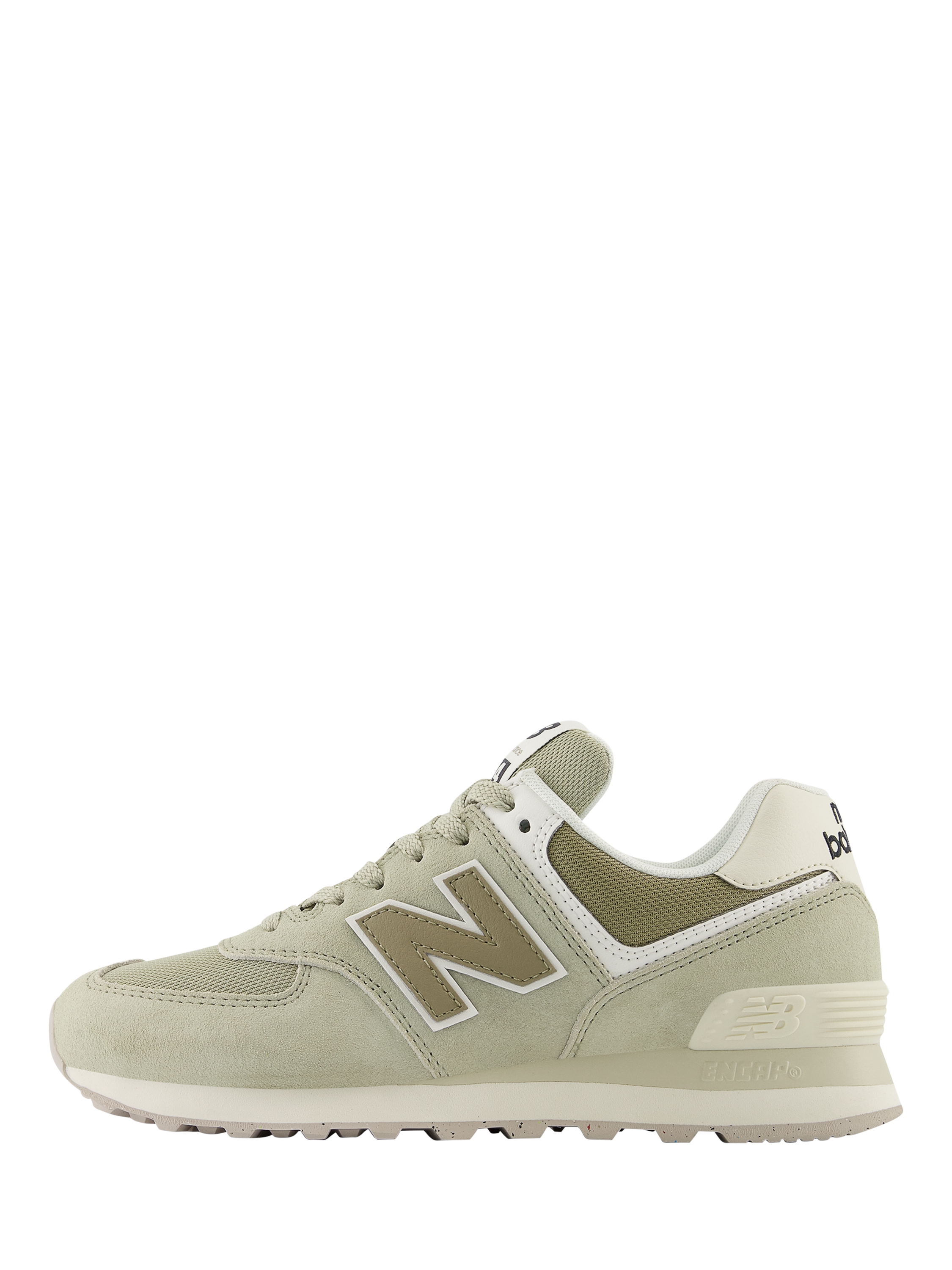 Product image 2 of 6, which shows New Balance 574 Suede Trainers, Olivine, 3