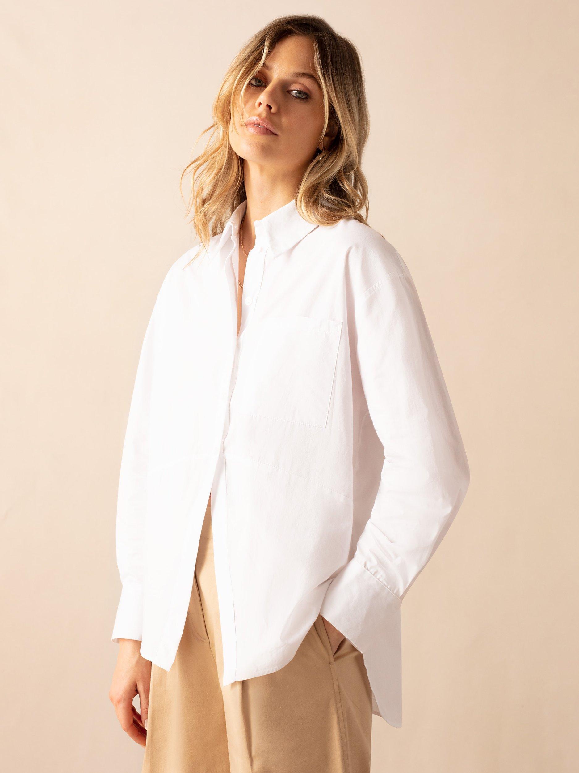 Ro&Zo Cotton Split Front Shirt, White