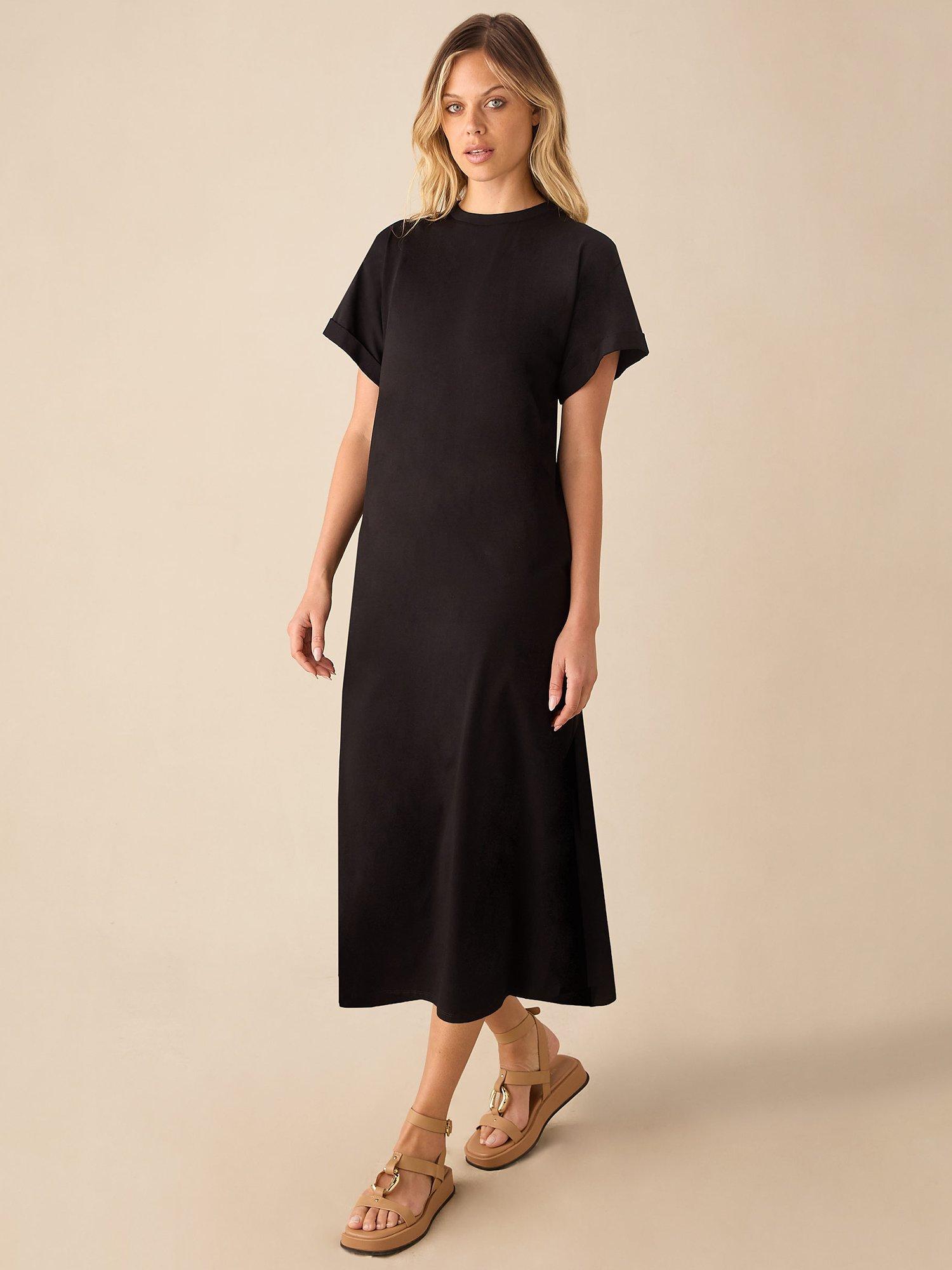 Black jersey t shirt dress hotsell