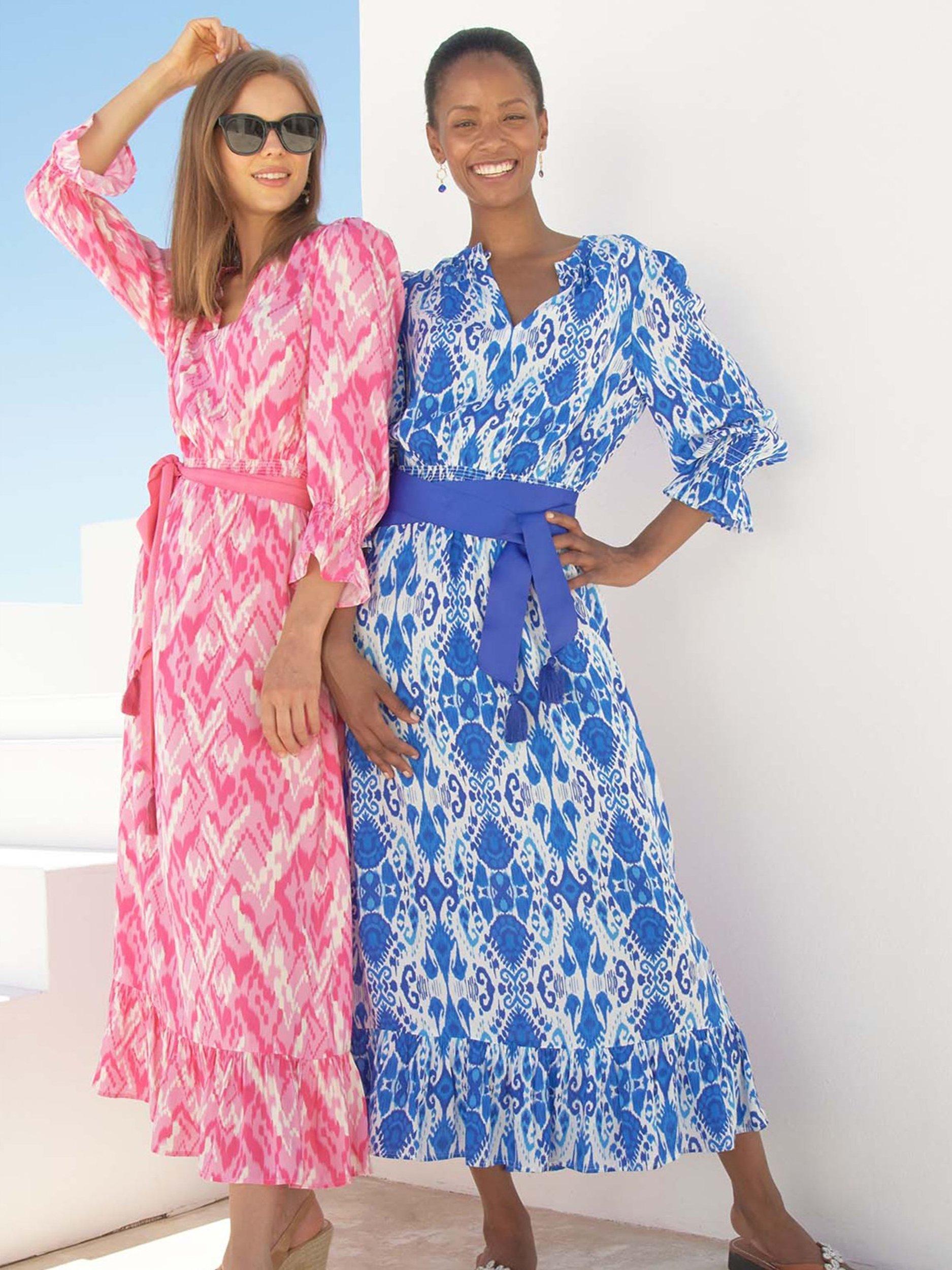 Product image 3 of 7, which shows Aspiga Maeve EcoVero Midi Dress, Ikat Blue, XS
